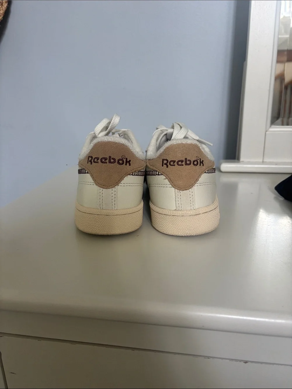 Reebok Cream/Tan Low-Top Leather Sneakers